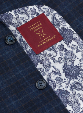 Granatowa marynarka w drobną kratkę