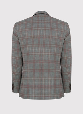 Szara marynarka casualowa w brązową kratę