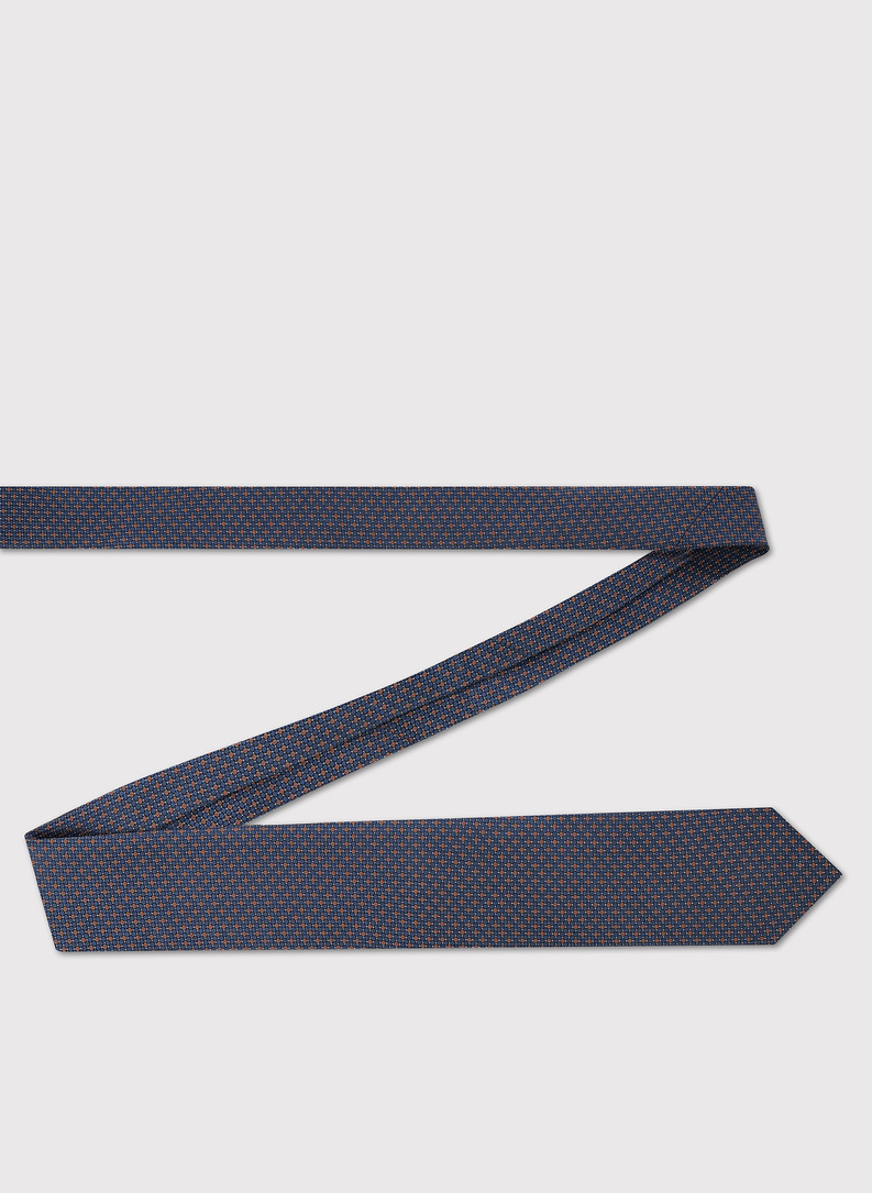 Jedwabny granatowy krawat mikrowzór