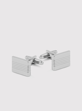 Srebrne prostokątne spinki do mankietów z tłoczeniami