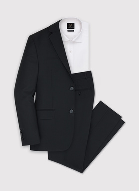 Gładki czarny garnitur męski