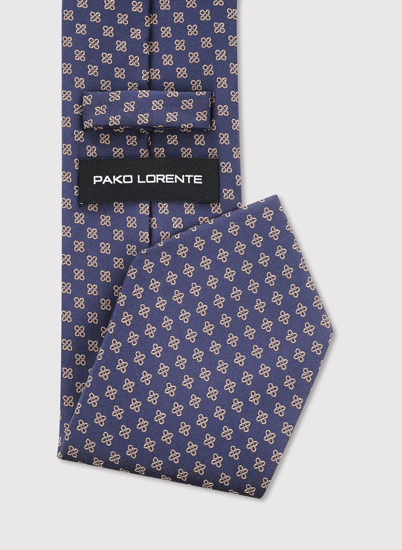 Granatowy krawat we wzór geometryczny