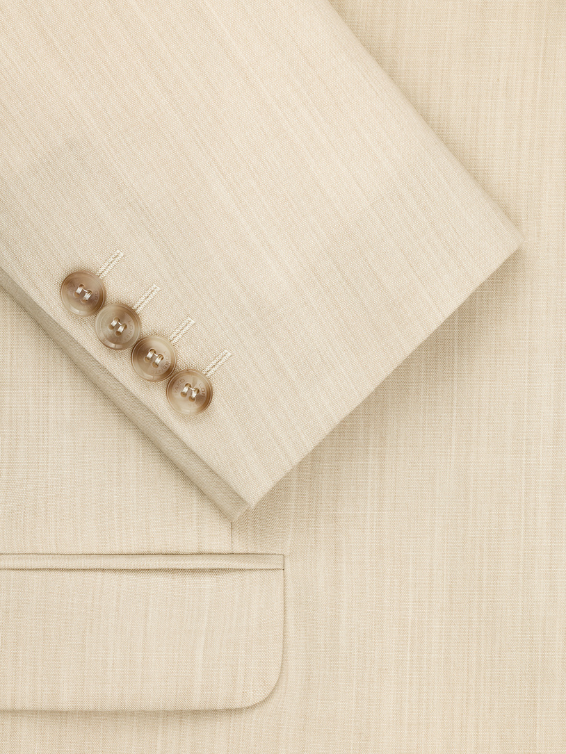 Beżowy wełniany garnitur męski