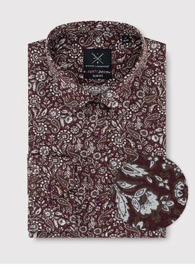 Casualowa brązowa koszula w paisley