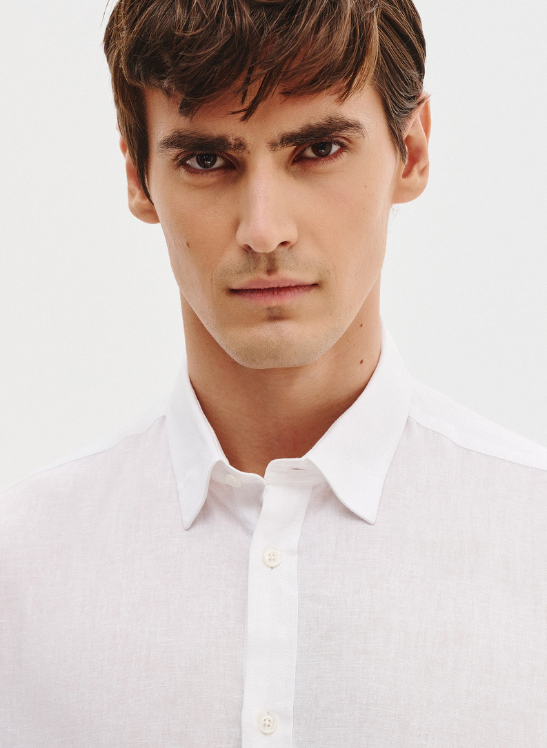 Biała koszula z lnu i bawełny