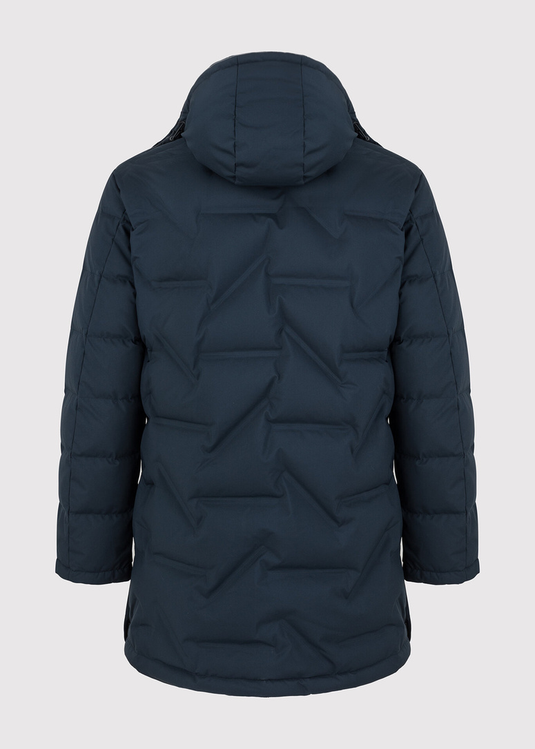 Granatowa pikowana kurtka z kapturem