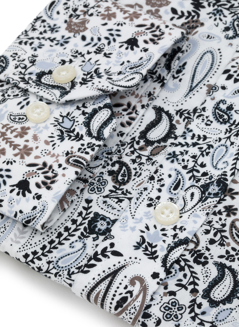 Biała koszula męska we wzór paisley