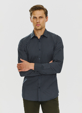 Koszula w kolorze granatowym w mikrowzór