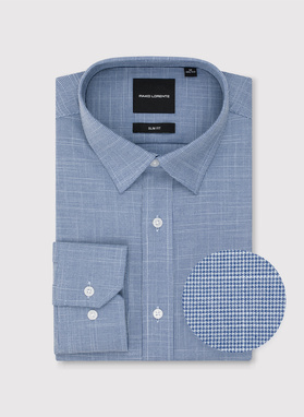 Granatowa koszula w drobną kratę