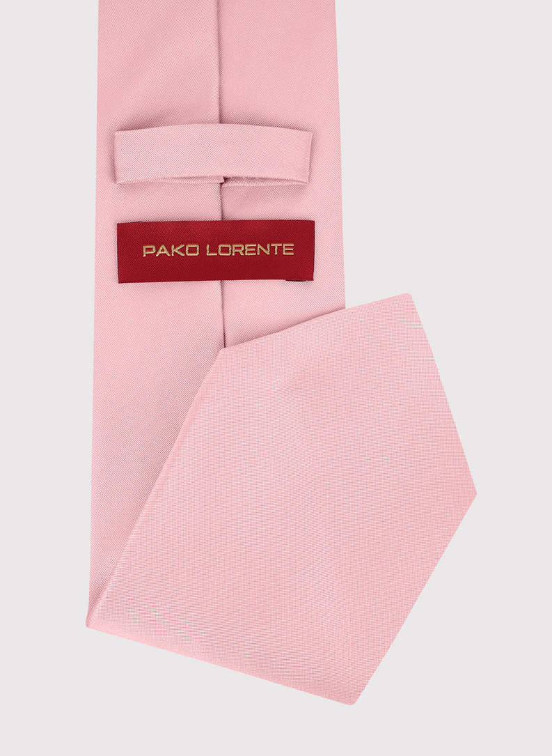 Różowy krawat męski z jedwabiu