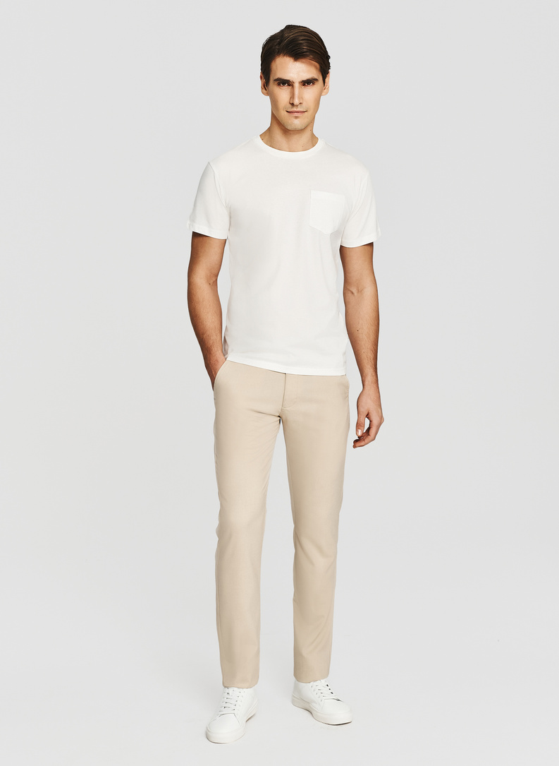 Biały bawełniany t-shirt z kieszonką