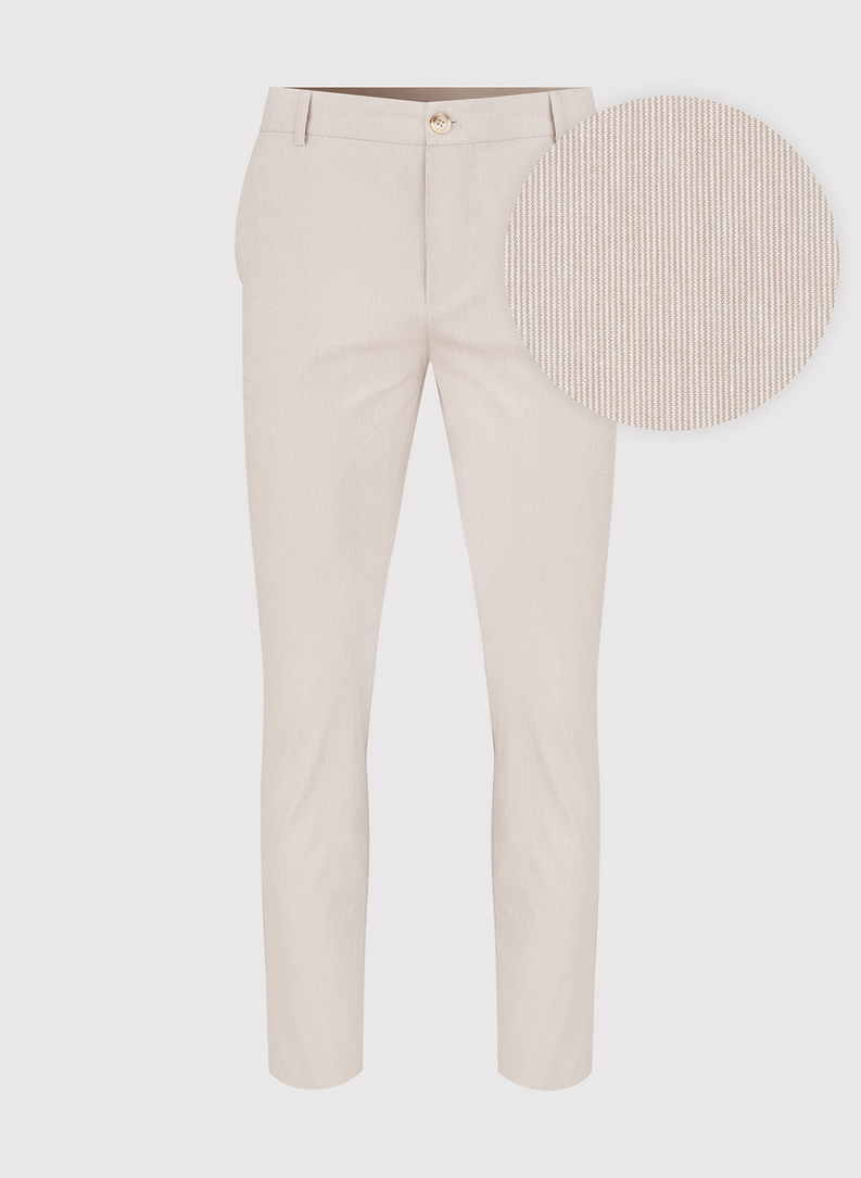 Beżowe gładkie spodnie męskie chino