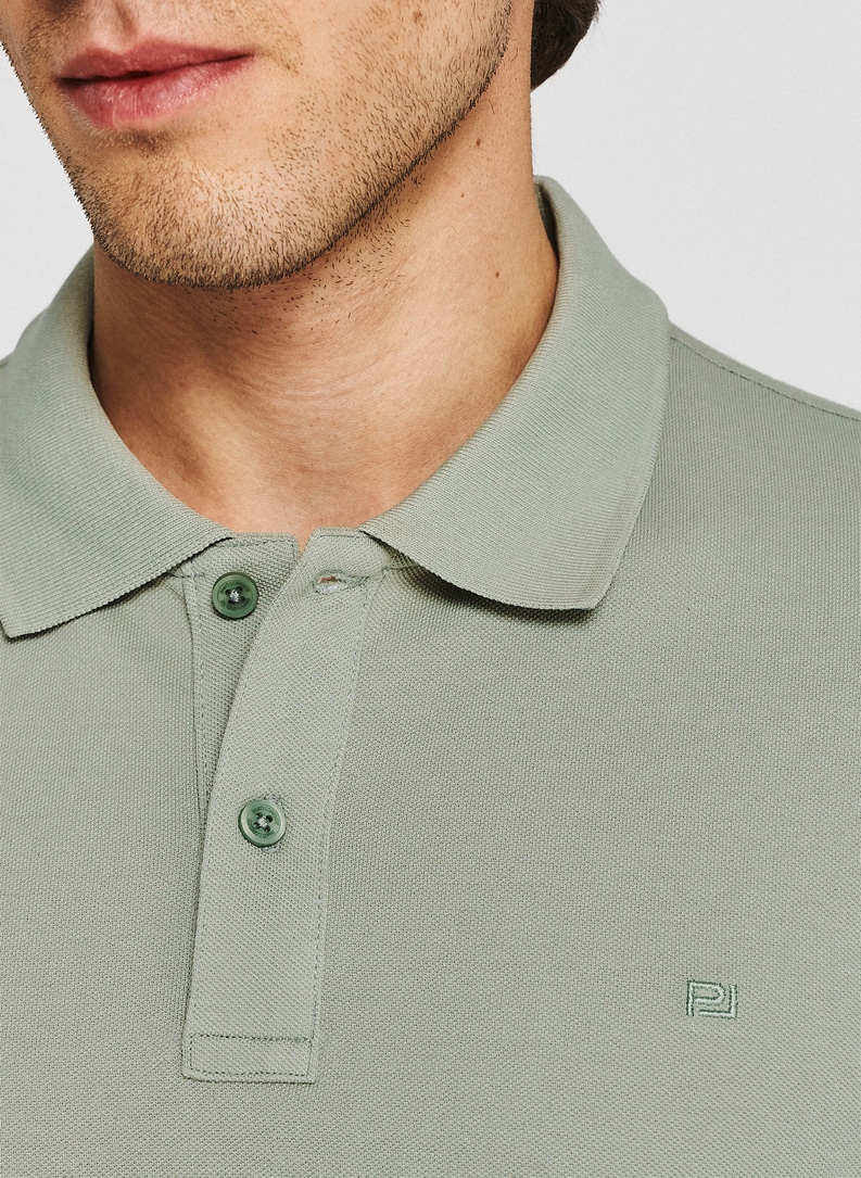 Oliwkowe męskie polo z bawełny