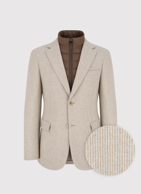 Beżowa marynarka męska z odpinaną stójką