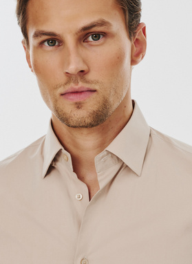 Beżowa koszula męska długi rękaw