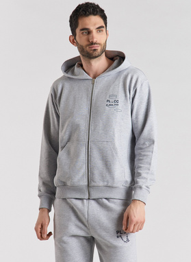 Szara bluza z kapturem oversize C21SF-2R-001-S