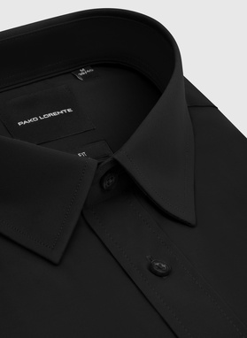 Czarna koszula męska z wełną