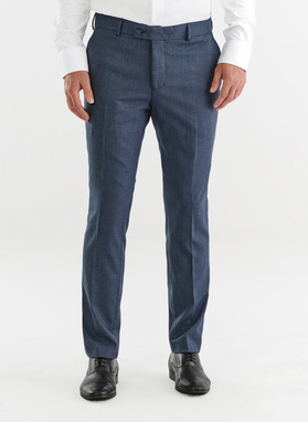 Granatowe spodnie garniturowe w pepitkę