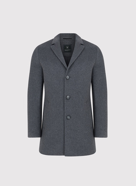 Szary płaszcz z wełną
