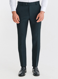 Wełniane zielone spodnie garniturowe