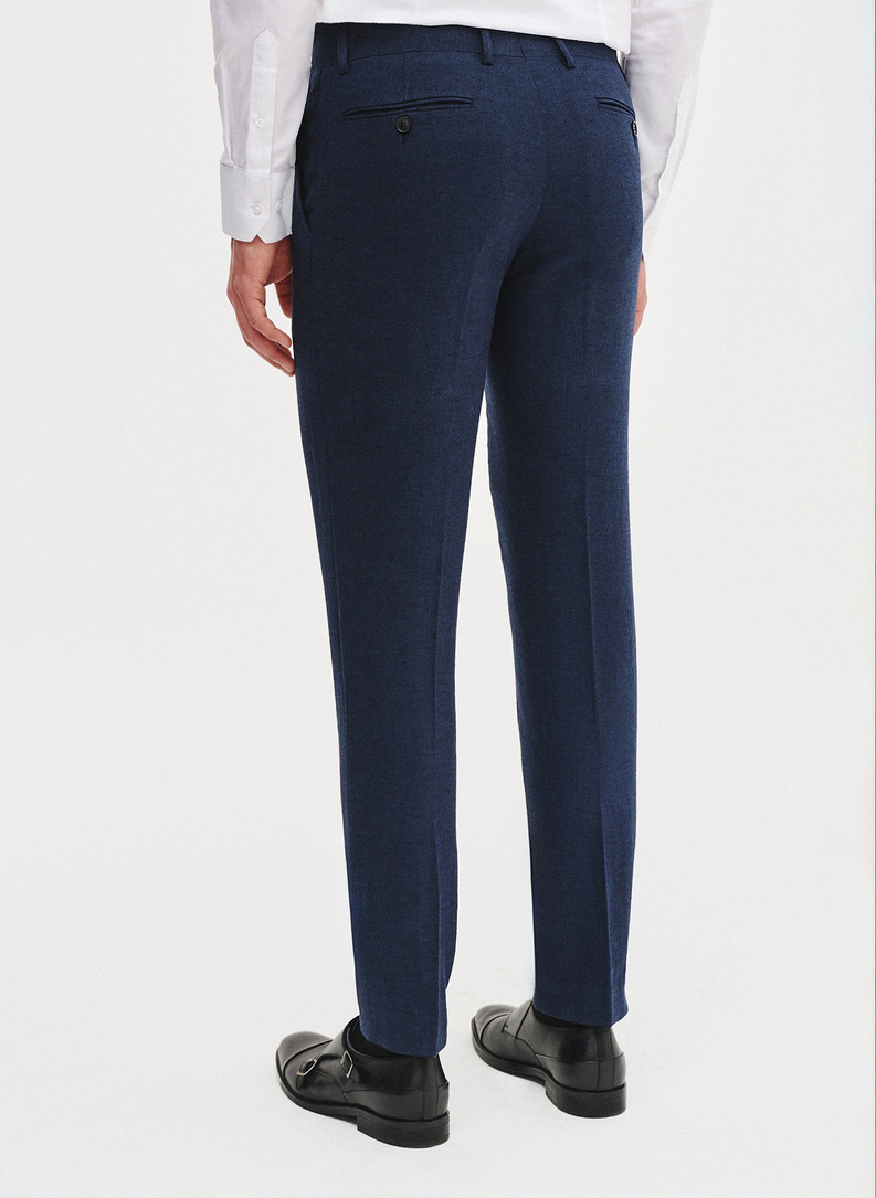 Granatowe spodnie ganiturowe z lnem