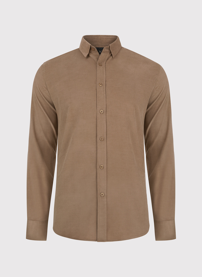 Sztruksowa koszula męska w kolorze beżowym