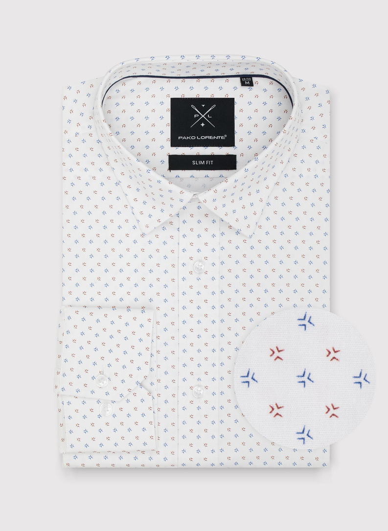 Biała koszula męska mikrowzór