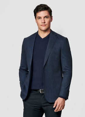 Granatowa marynarka w jodełkę