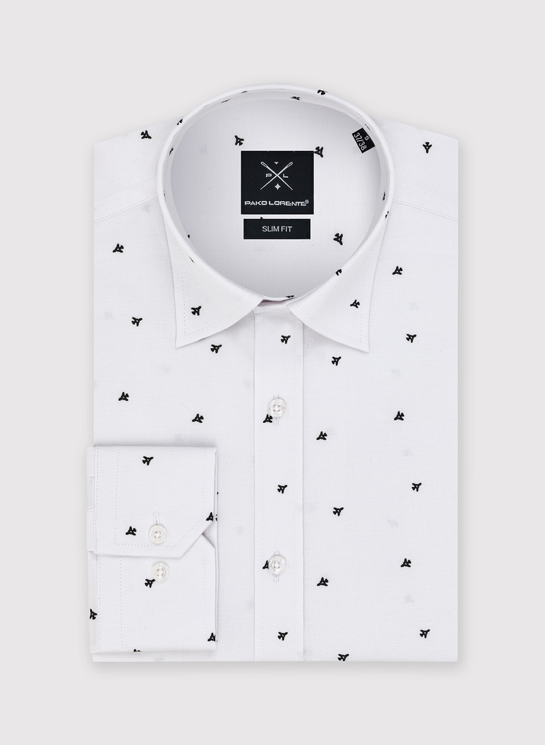 Biała koszula męska w samoloty