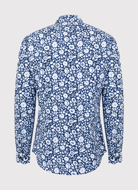 Granatowa koszula w białe kwiaty