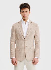 Beżowa marynarka w pepitkę