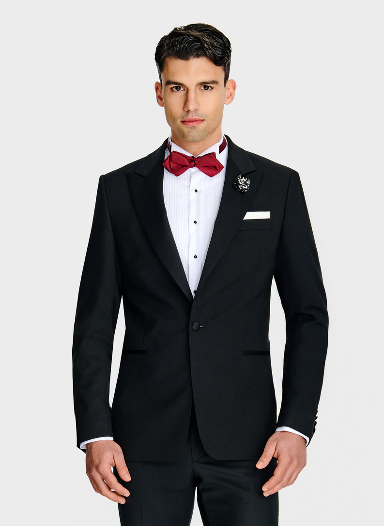 Ślubna czarna jednorzędowa marynarka smokingowa