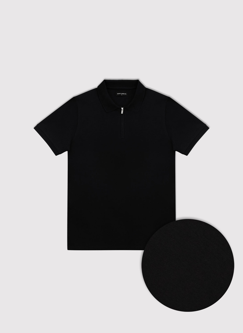 Czarne polo z bawełny merceryzowanej