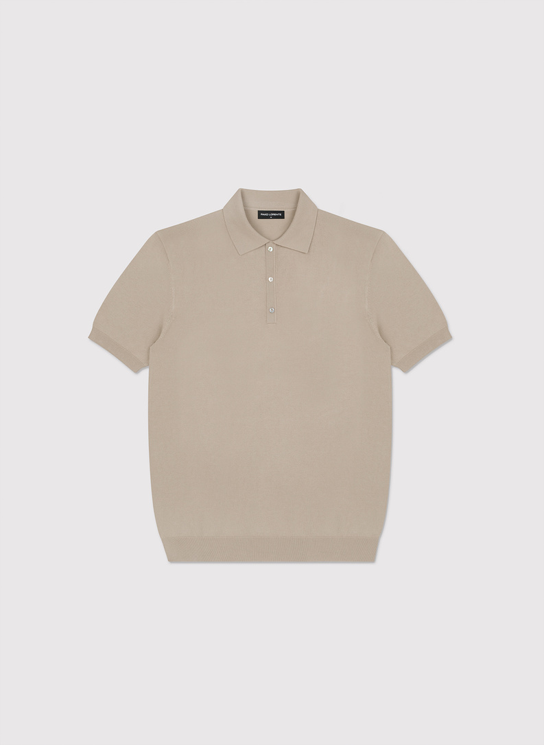 Beżowe polo swetrowe z wiskozą