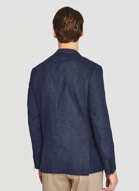 Granatowa marynarka casual z lnem