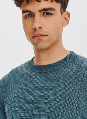 Turkusowy sweter męski