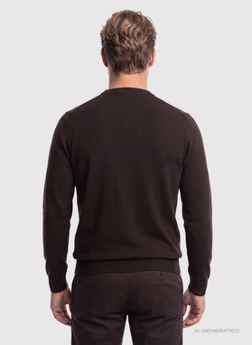 Brązowy sweter v-neck