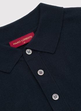 Granatowe polo swetrowe z wełny merino