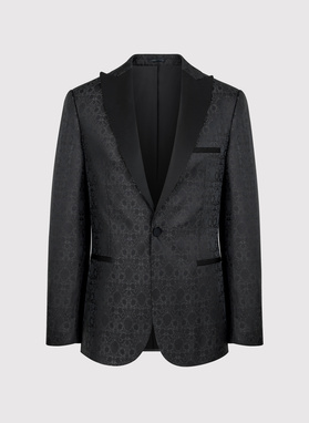 Czarna żakardowa marynarka smokingowa