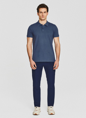 Ciemnoniebieskie bawełniane polo męskie