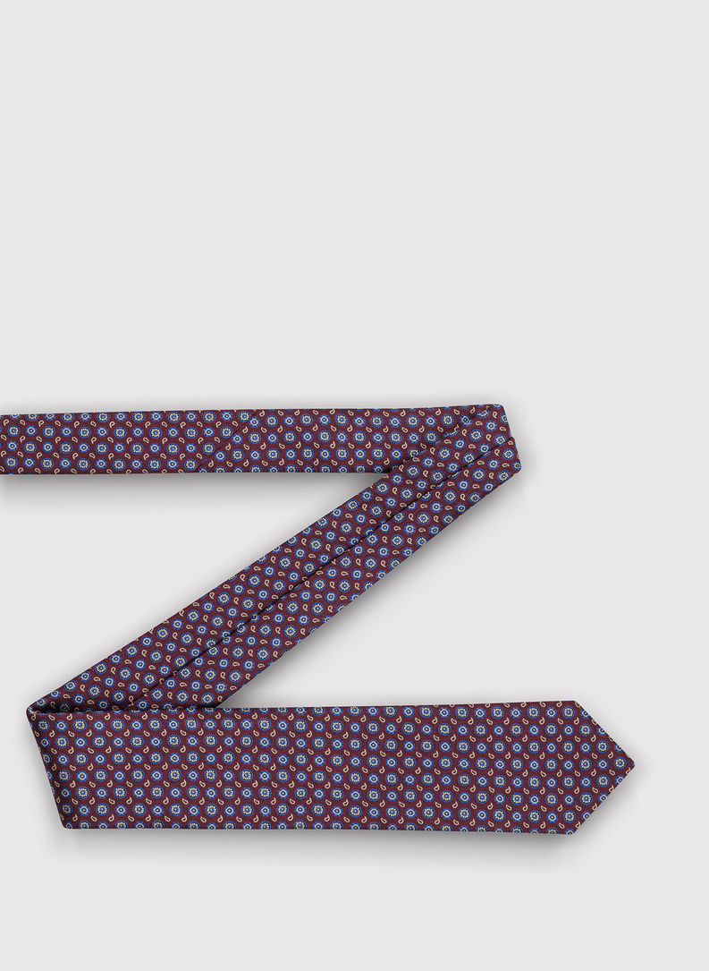 Bordowy wzorzysty krawat męski
