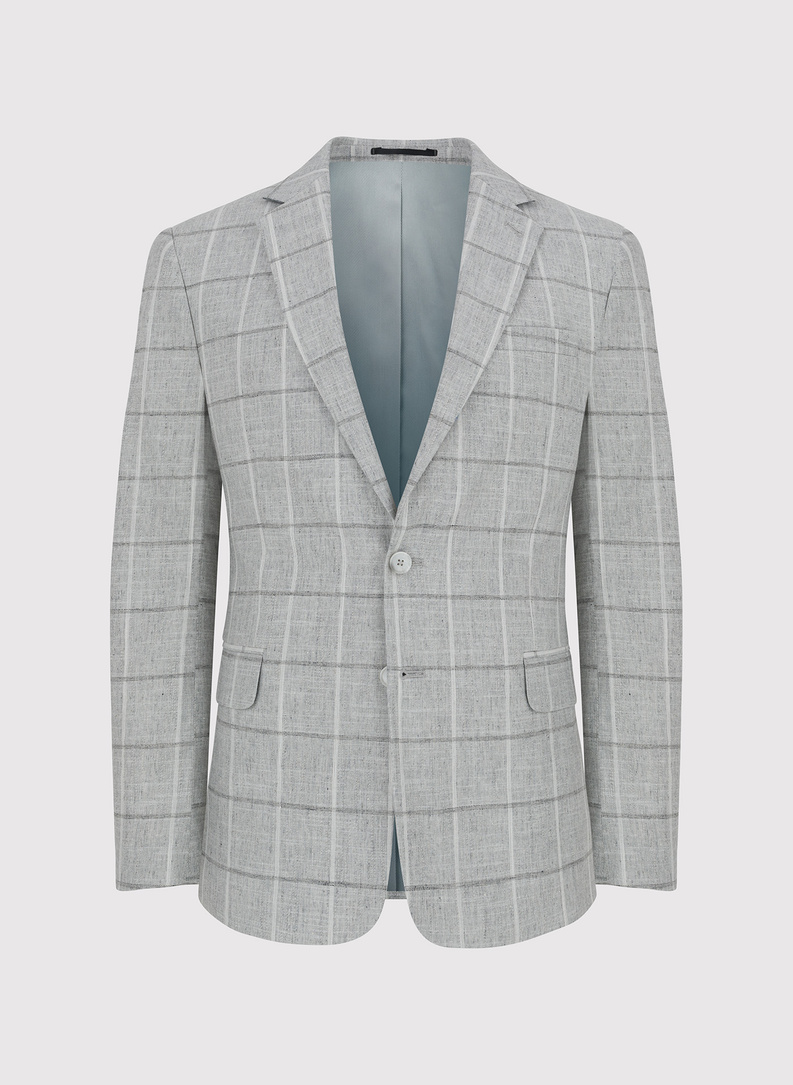 Jasnoszara marynarka męska w kratkę 