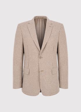 Beżowa marynarka w pepitkę