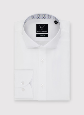 Biała koszula męska z kontrastowym wykończeniem