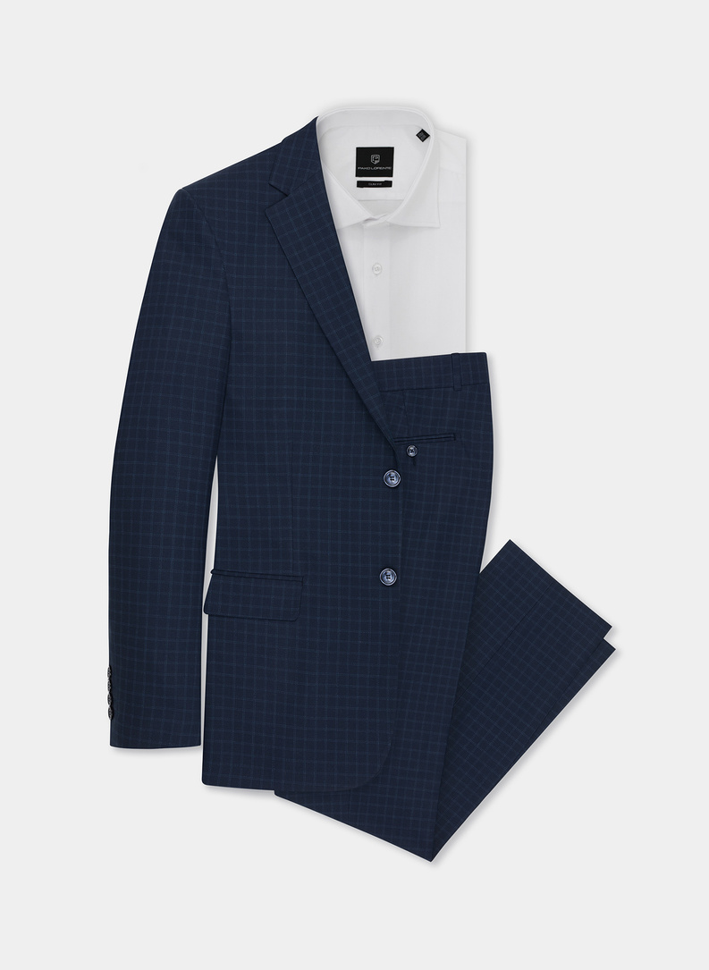 Granatowe spodnie garniturowe P21WF-6G-073-G-S