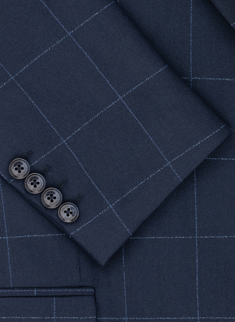 Granatowa marynarka w kratę Windowpane