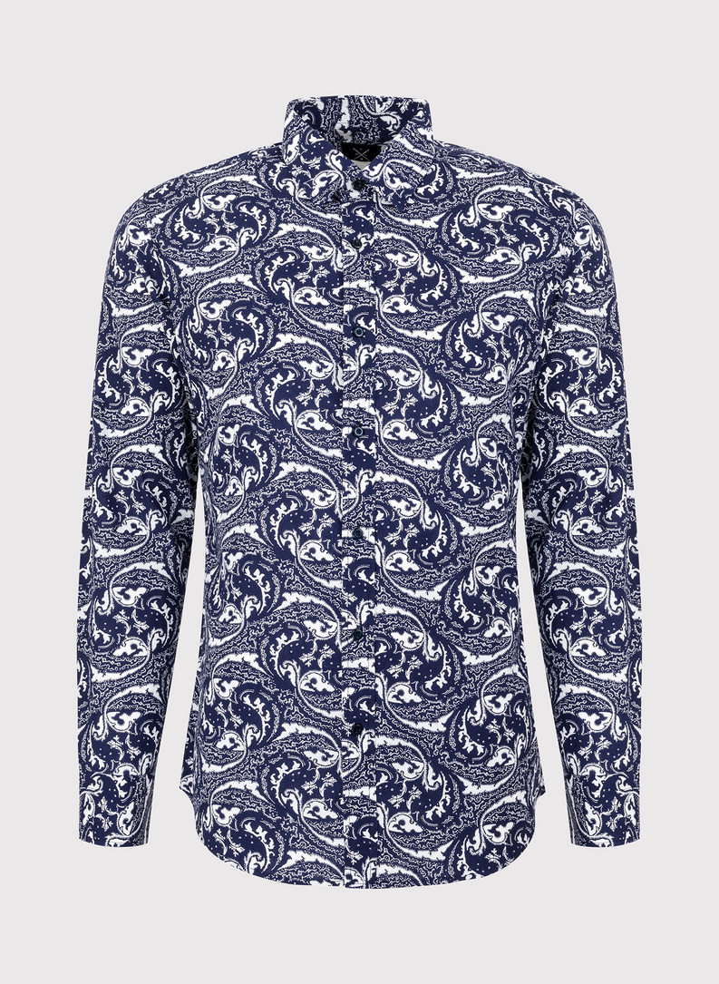 Granatowa koszula w oryginalny wzór