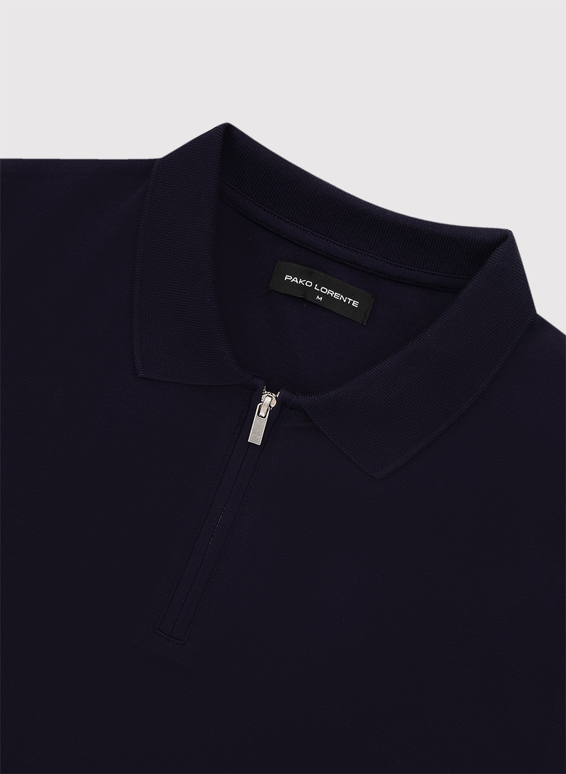 Granatowe polo z bawełny merceryzowanej