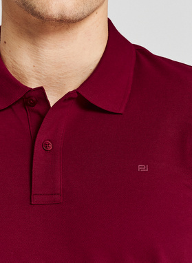 Bordowe bawełniane polo męskie