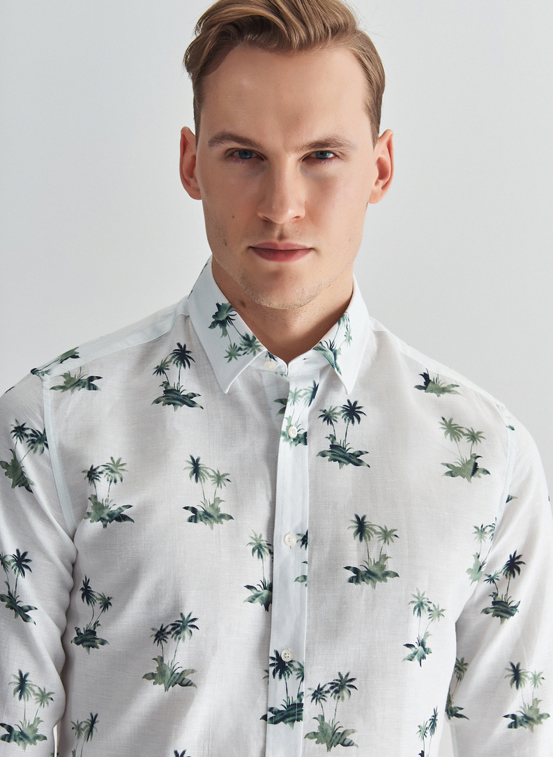 Koszula męska z lnu i bawelny P22SF-1X-011-Z-S